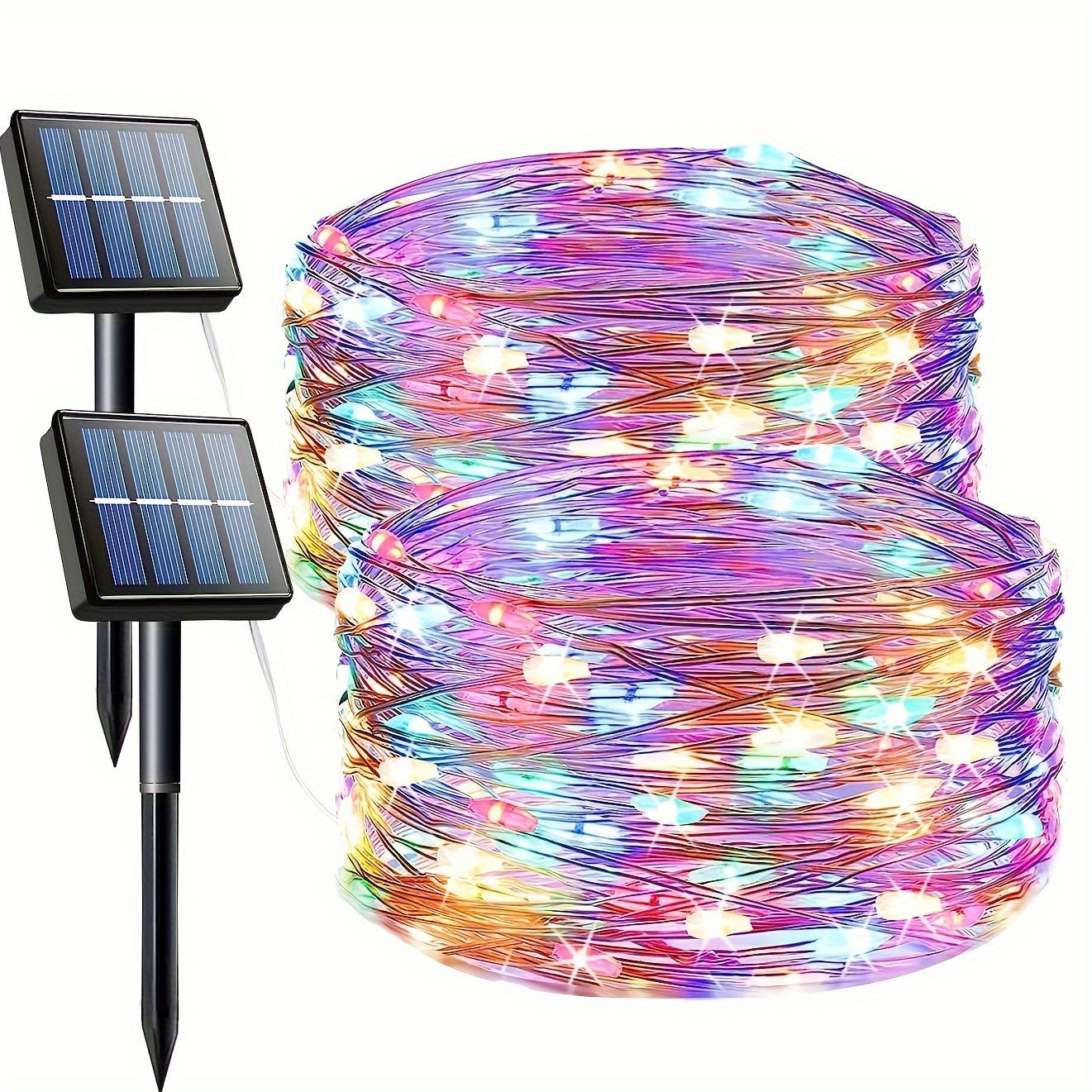 Zewnętrzne czerwone lampki wróżki zasilane energią słoneczną