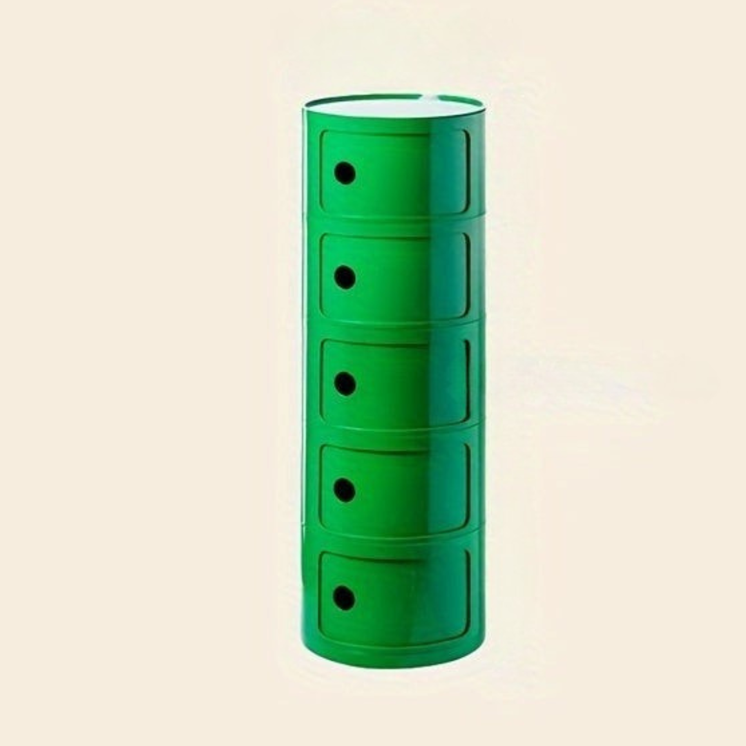 Bedside Table with Round Plastic Storage Drawers
