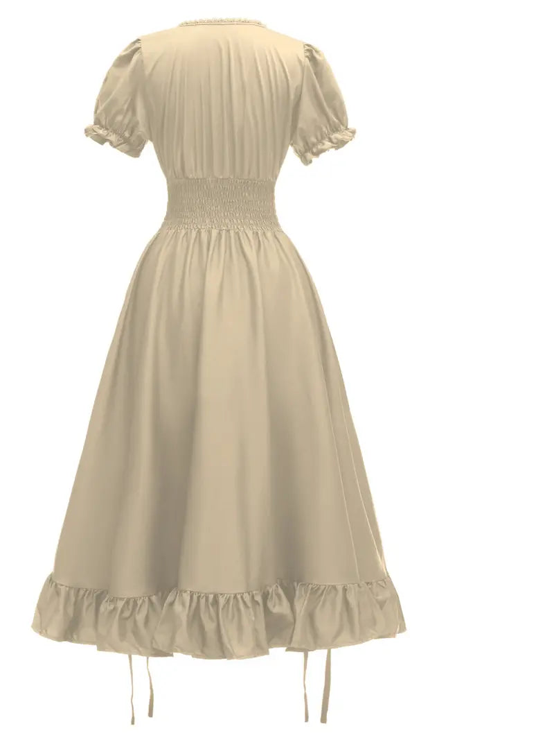 Vestido de Disfraz de Halloween Vintage para Mujer con Mangas Abullonadas | Maxi con Volantes
