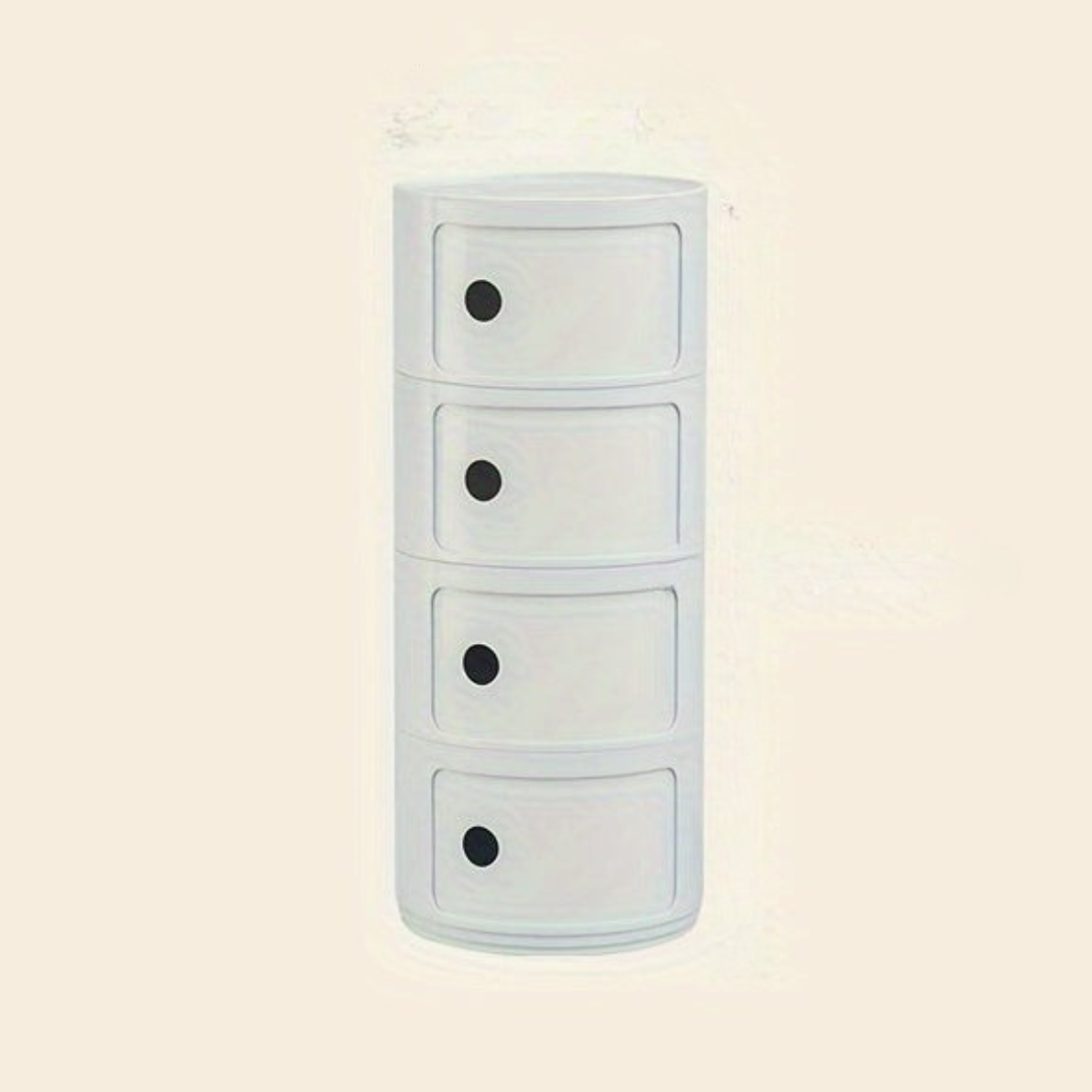 Bedside Table with Round Plastic Storage Drawers