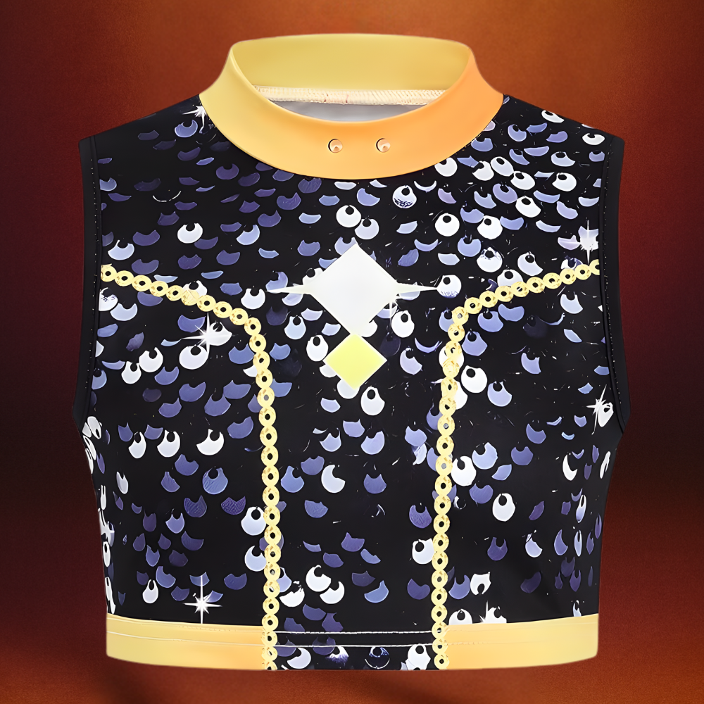 Costume Kpop Halloween pour enfants Robe de star de la pop Imprimé paillettes Tenue de scène pour performance