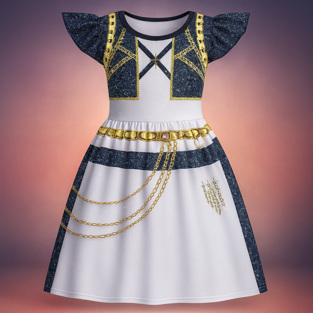 Costume Kpop Halloween pour enfants Robe de star de la pop Imprimé paillettes Tenue de scène pour performance