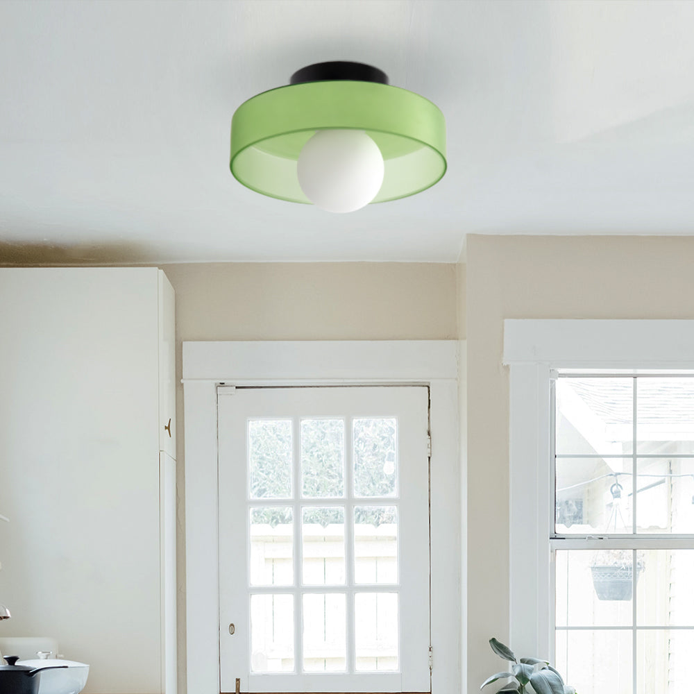 Lampada da soffitto moderna con struttura rotonda in vetro
