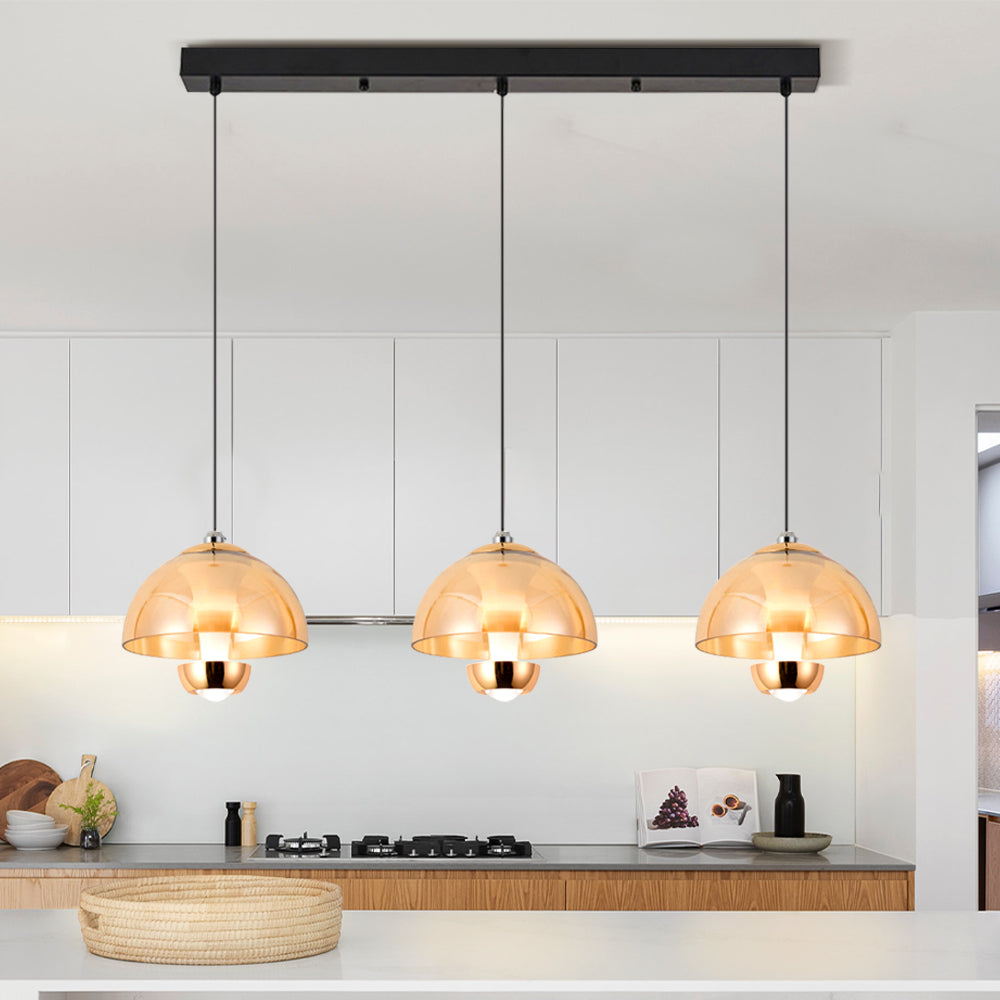 Lampada a sospensione con paralume in vetro per cucina plafoniera