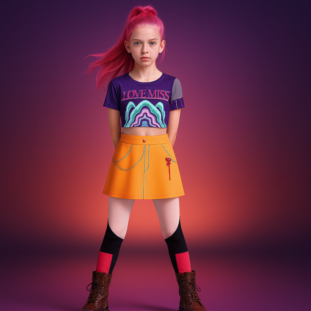 Costume Kpop Halloween pour enfants Robe de star de la pop Imprimé paillettes Tenue de scène pour performance