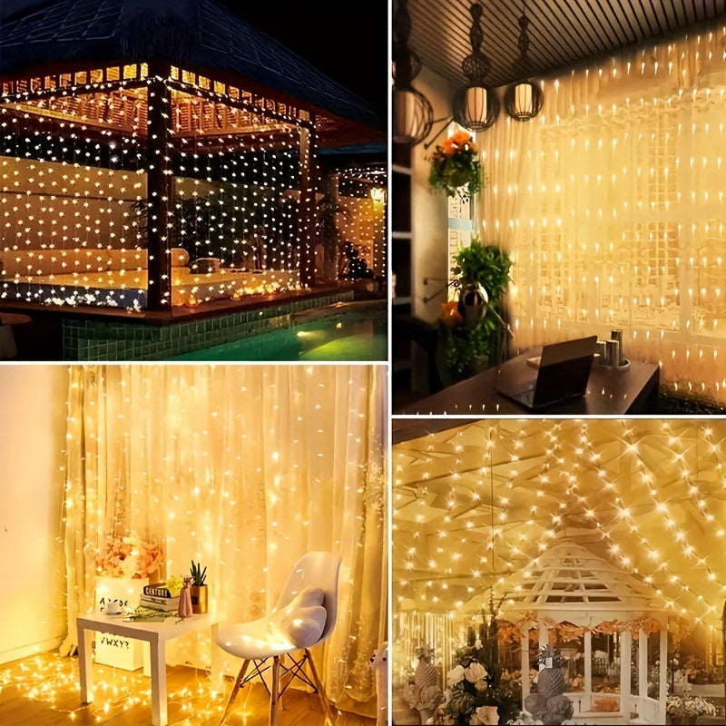 Luci a tenda Fairy USB con telecomando bianco caldo