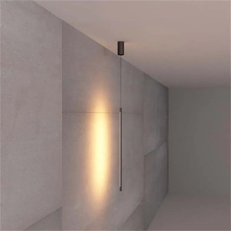 Lampada a sospensione sottile in metallo nero per camera da letto