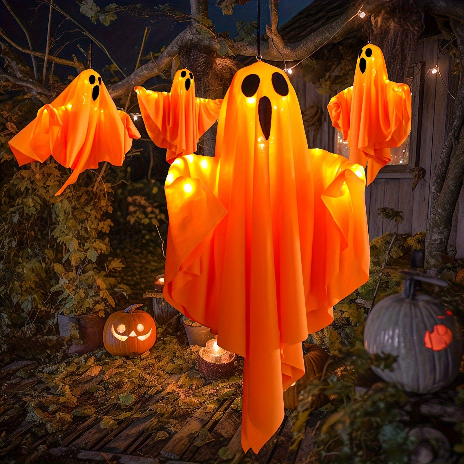Luci di Halloween Decorazioni di Fantasmi di Tessuto Appese