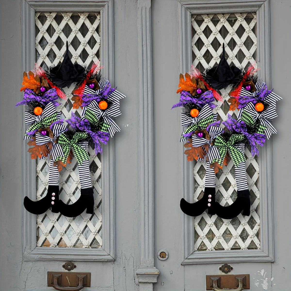Halloween Whimsical Witch Legs Wreath | Festive Front Door Decor