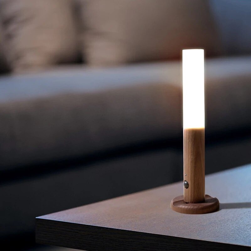 Wandleuchte Holz Wiederaufladbare Bewegungsmelder Lampe
