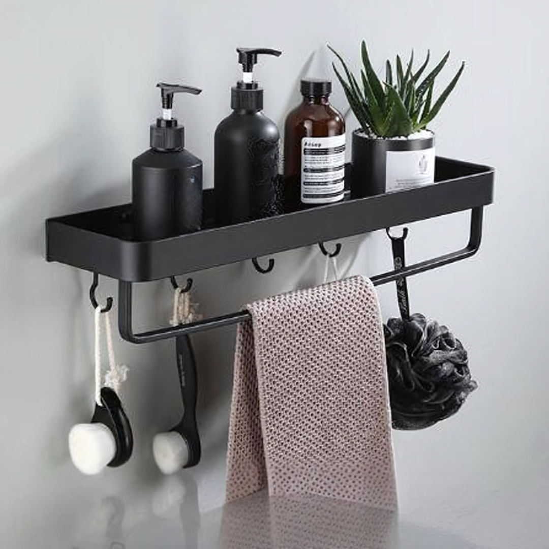 Estante de Pared de Metal para Baño Almacenamiento Moderno