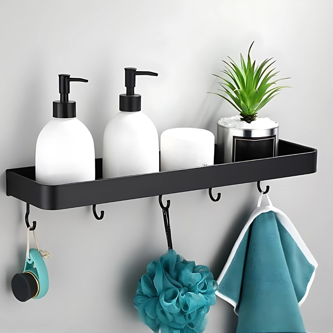 Estante de Pared de Metal para Baño Almacenamiento Moderno