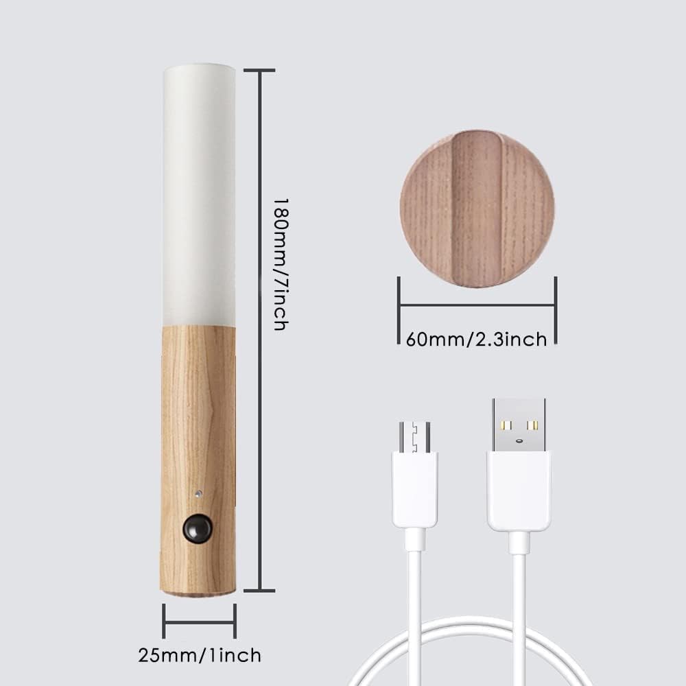 Lámpara de pared LED con sensor de movimiento de madera