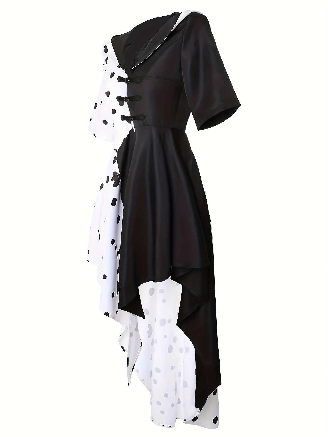 Damen Kapuzen-Dalmatiner Halloween Filmkostüm Kleid | Asymmetrisch Hoch Niedrig