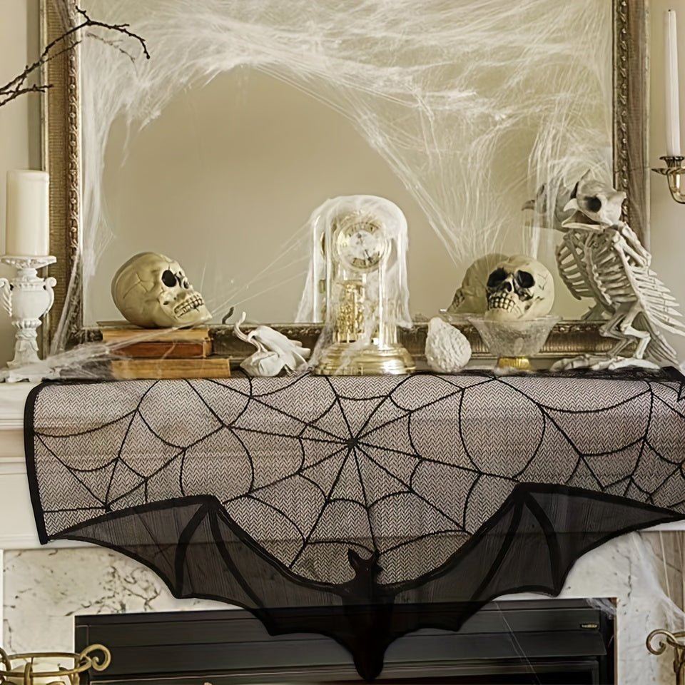 Bieżnik na stół czarna koronka dekoracja halloweenowa