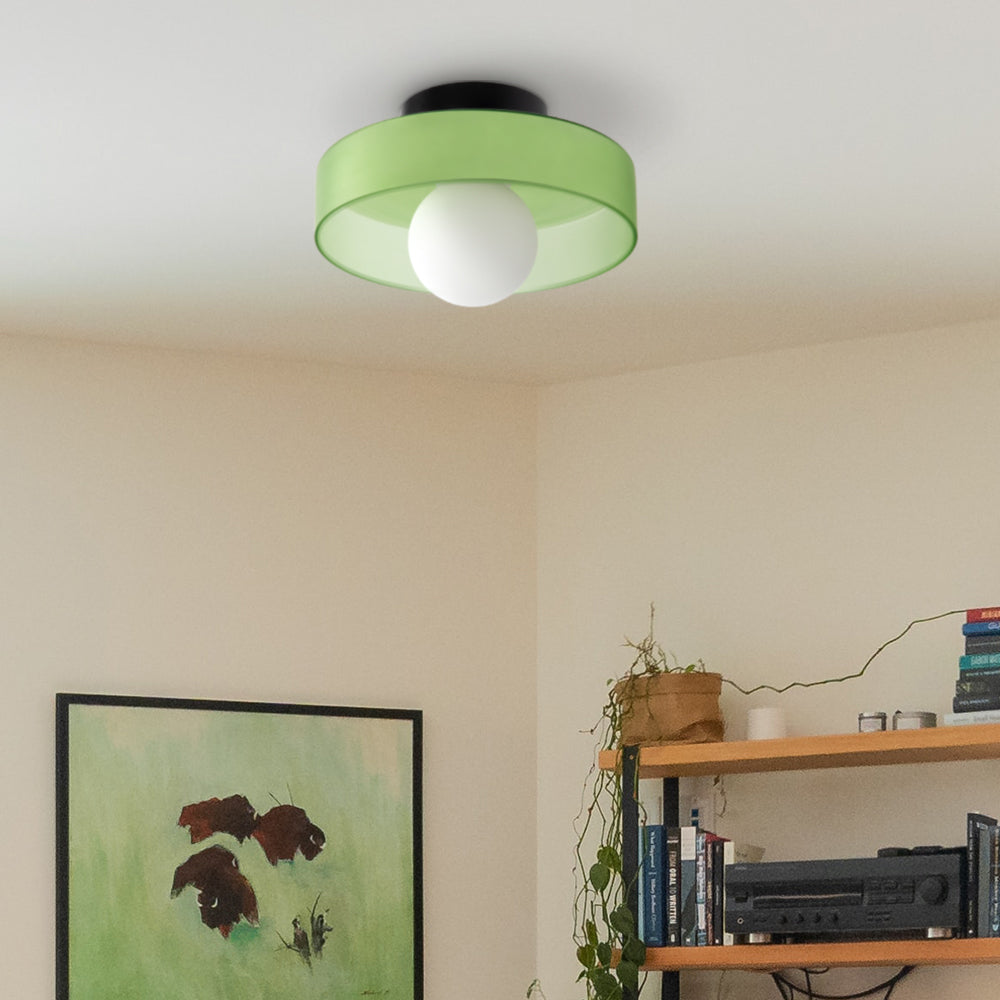 Lampada da soffitto moderna con struttura rotonda in vetro