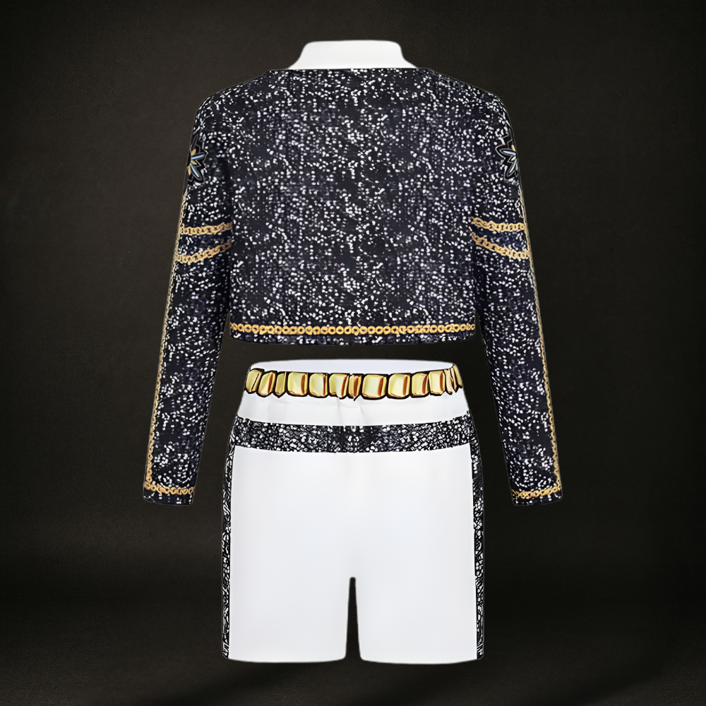 Costume Kpop Halloween pour enfants Robe de star de la pop Imprimé paillettes Tenue de scène pour performance