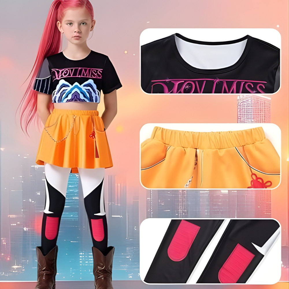 Costume Kpop Halloween pour enfants Robe de star de la pop Imprimé paillettes Tenue de scène pour performance