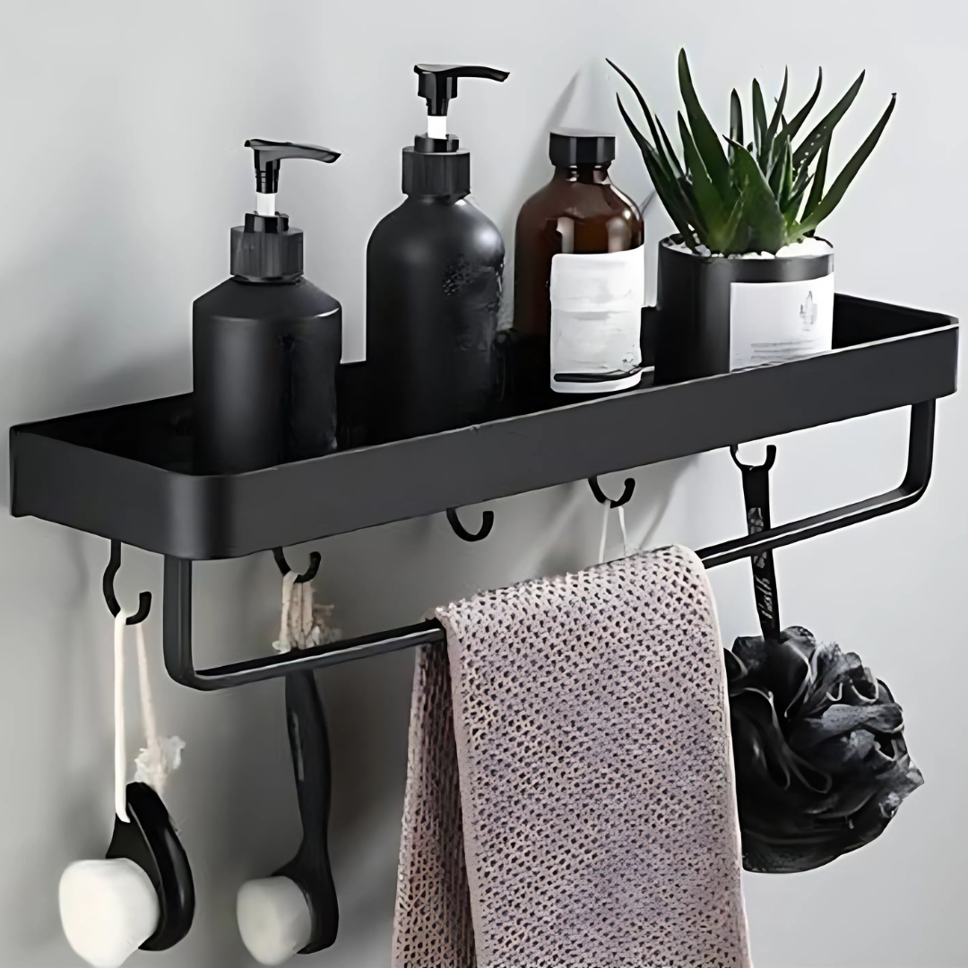 Estante de Pared de Metal para Baño Almacenamiento Moderno