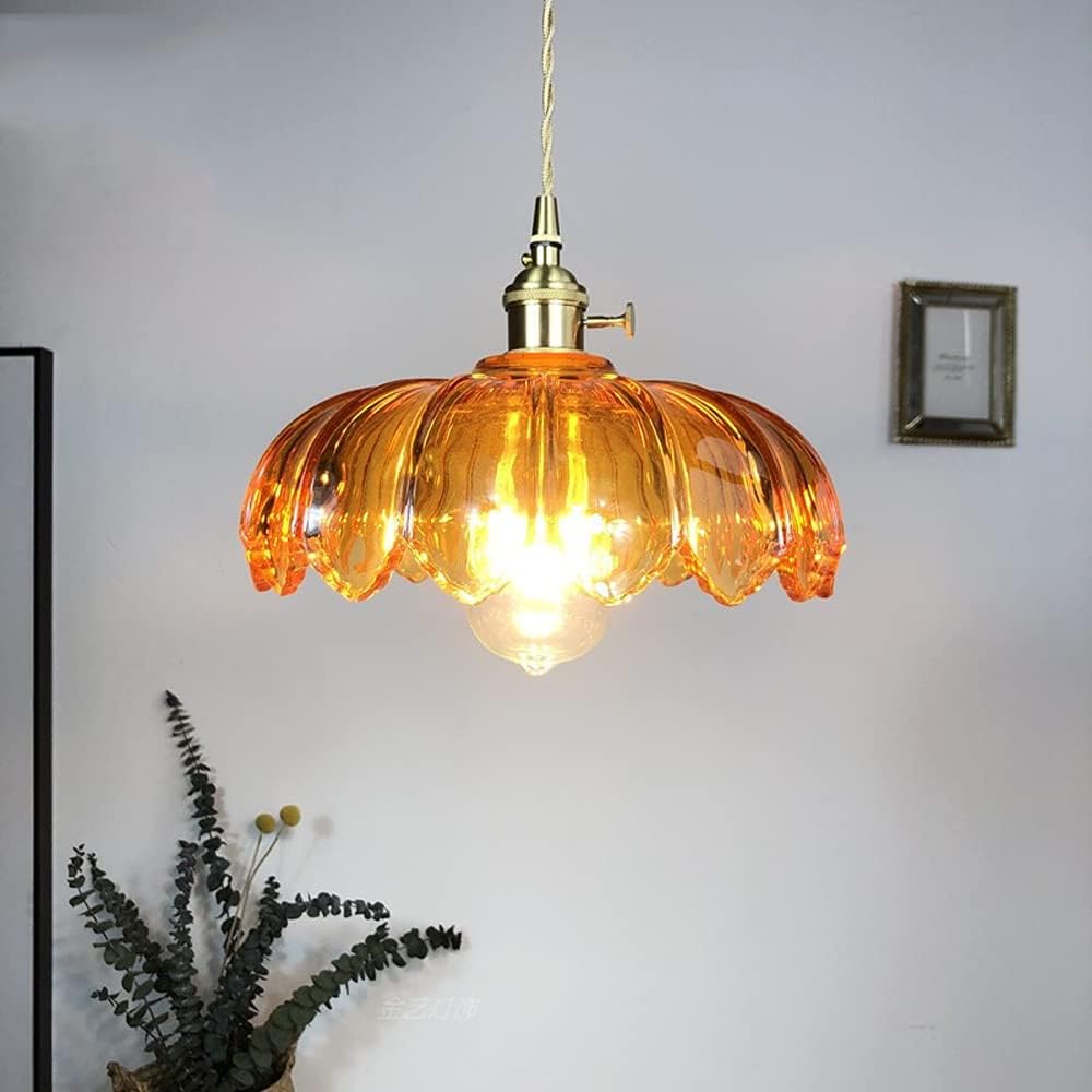 Glas-Hängeleuchte Vintage Blumen Deckenlampe