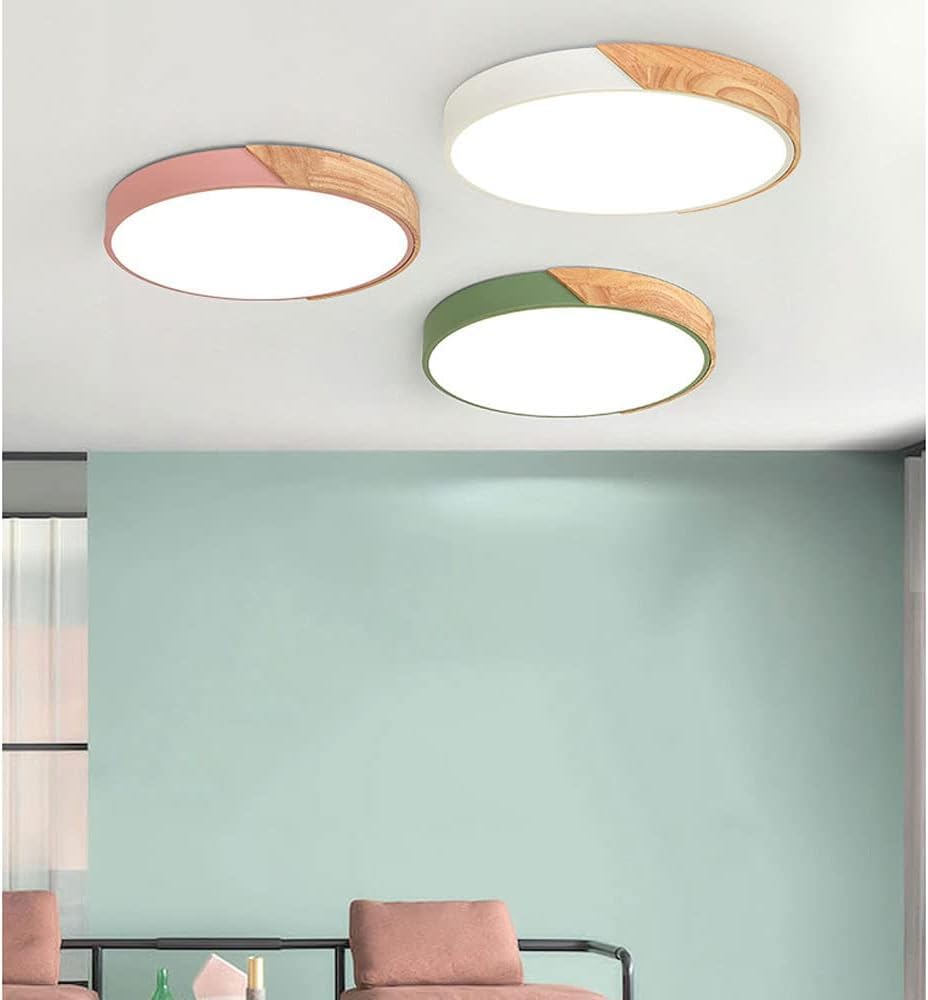 Lampada da soffitto a LED con cornice in legno decorativa