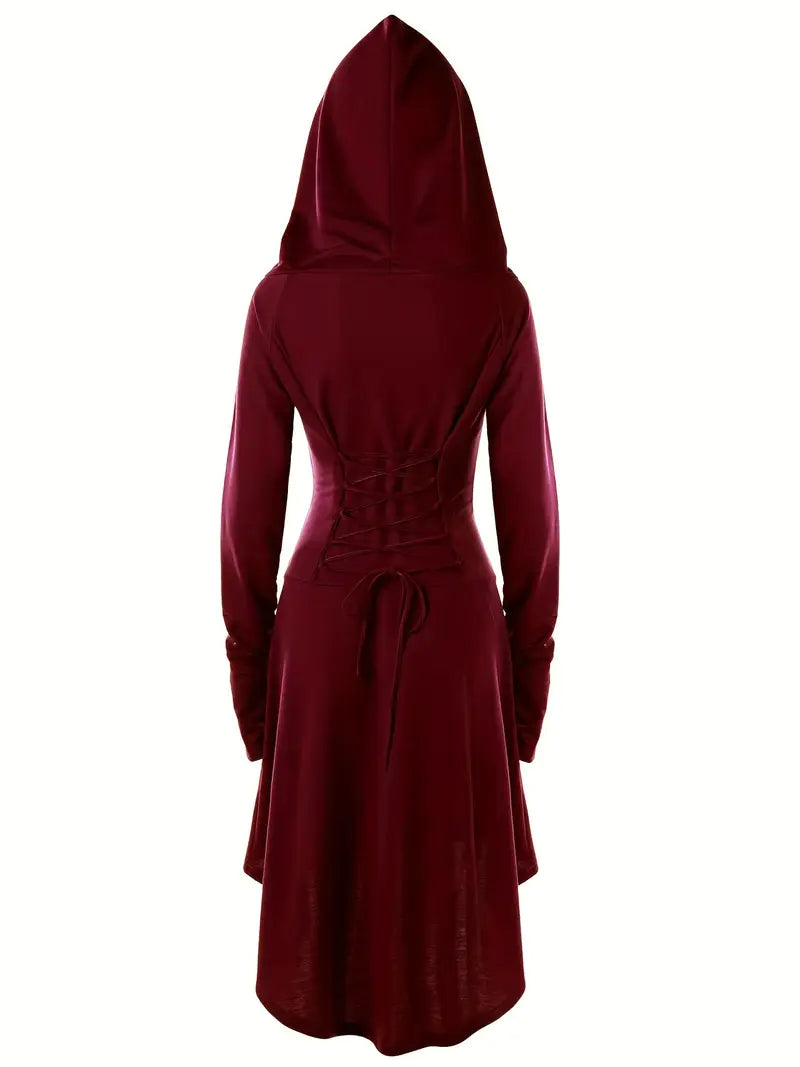 Corsé Gótico Vestido de Disfraz de Halloween de Manga Larga | Midi