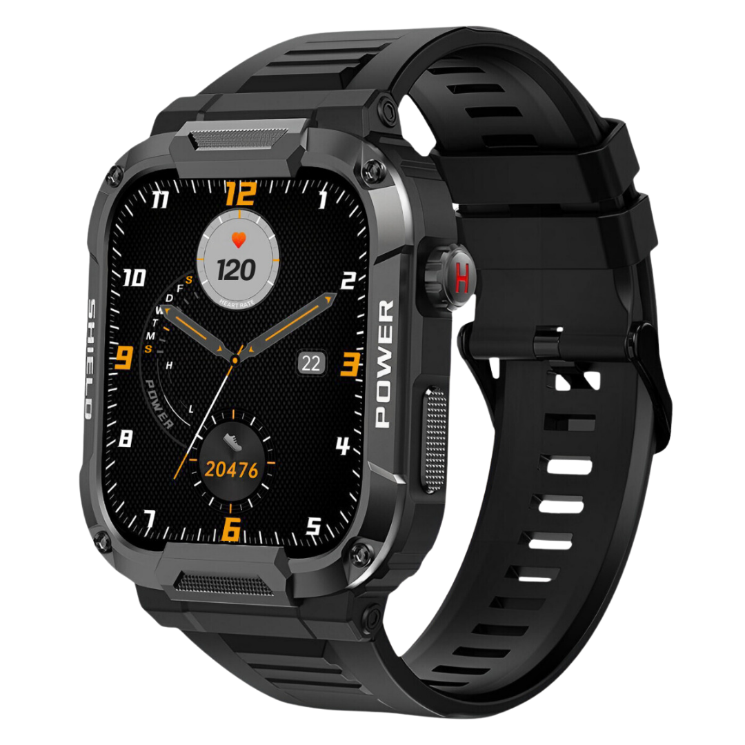 Reloj inteligente resistente con monitor de actividad física para exteriores, color negro