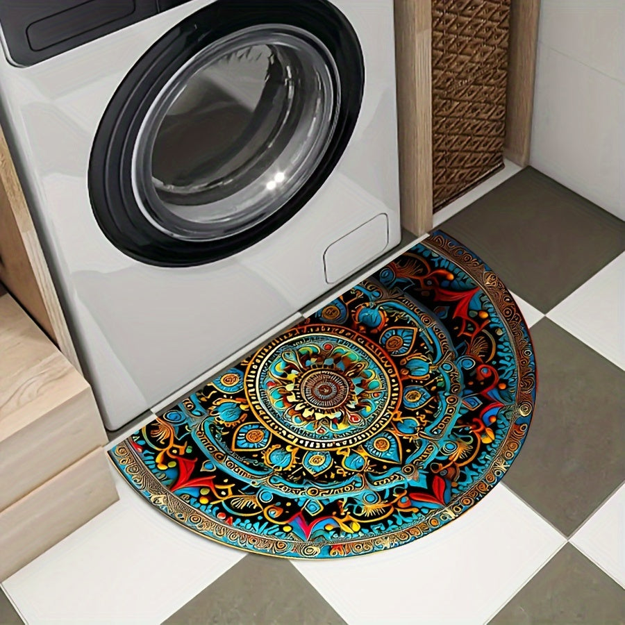 Felpudo medio círculo con diseño de mandala