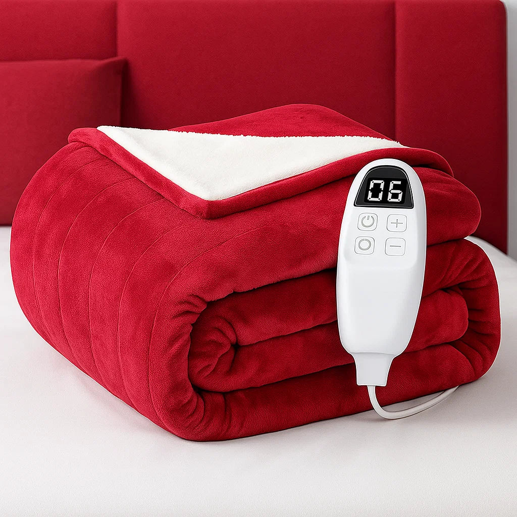 Coperta Elettrica in Flanella Riscaldata Lavabile con Timer Plaid