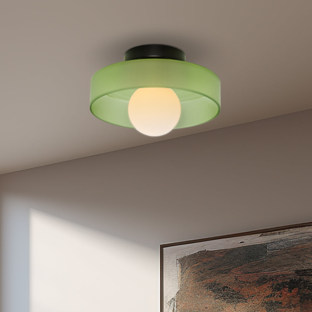 Lampada da soffitto moderna con struttura rotonda in vetro