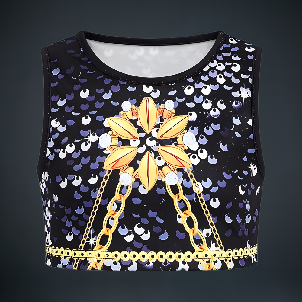 Costume Kpop Halloween pour enfants Robe de star de la pop Imprimé paillettes Tenue de scène pour performance