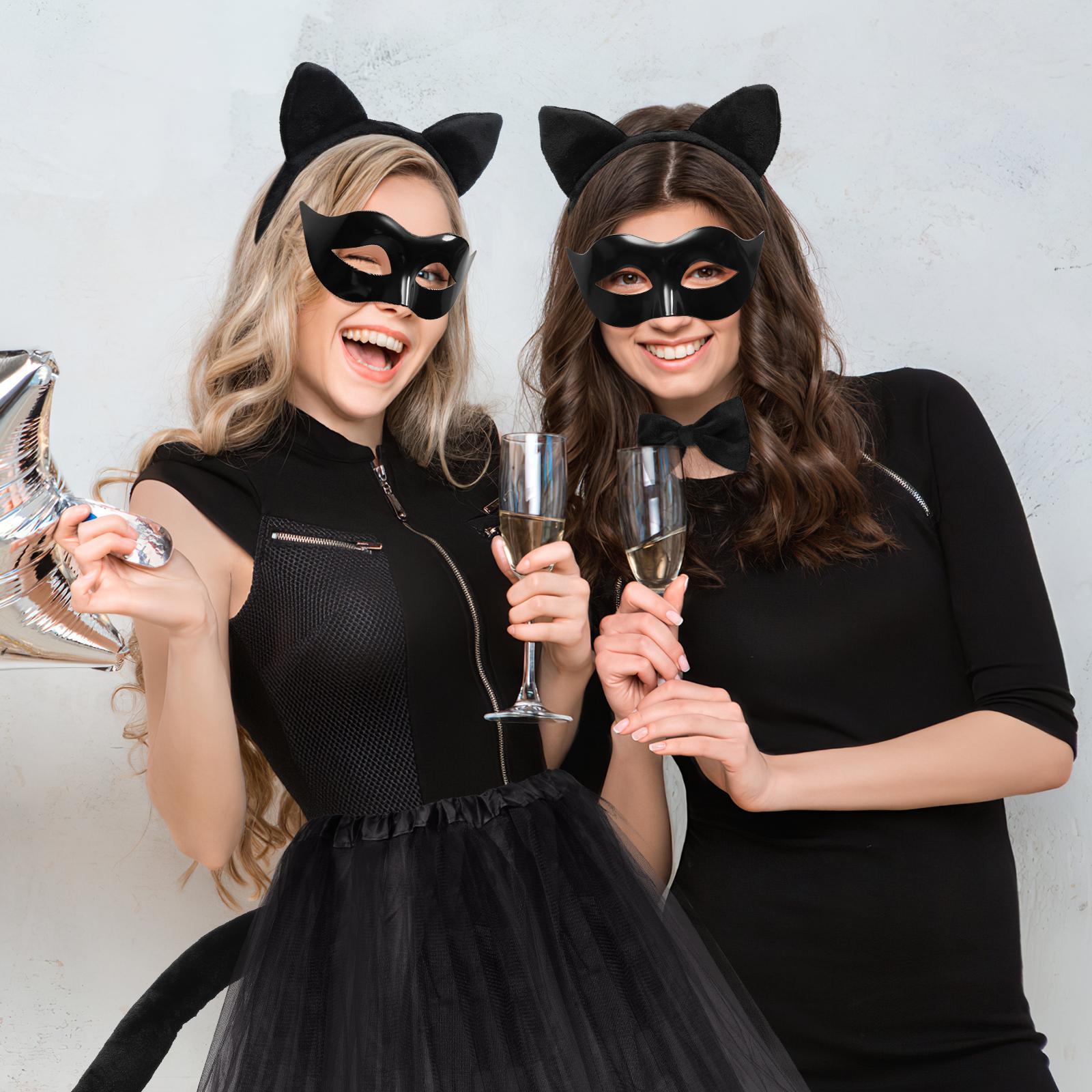 Mädchen Süßes Tüll Halloween Kostüm Kleid Set | Katzenmaske Handschuhe Schwanz