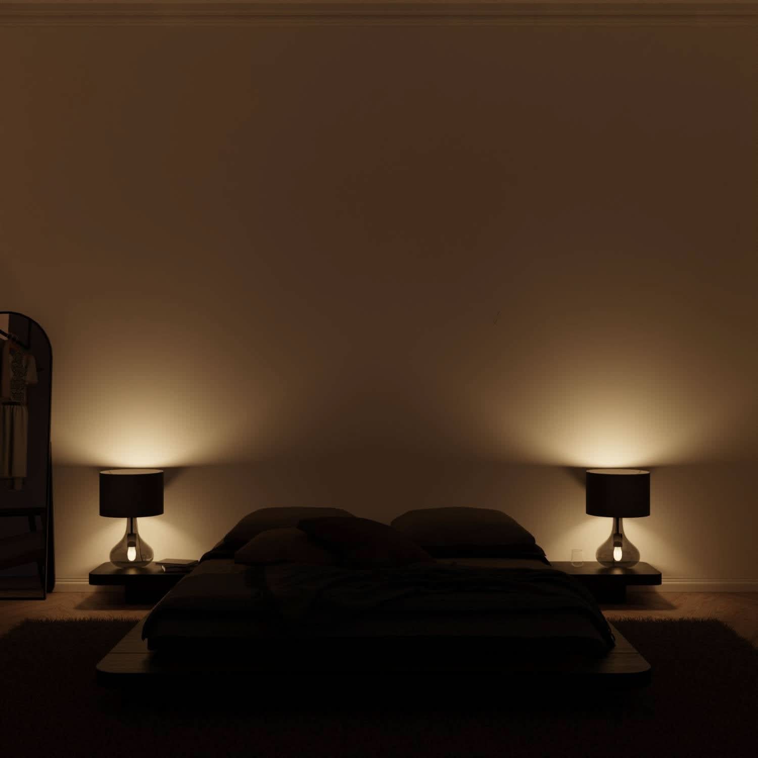 Bedside Lamps Modern Dual Bulb Metal Design