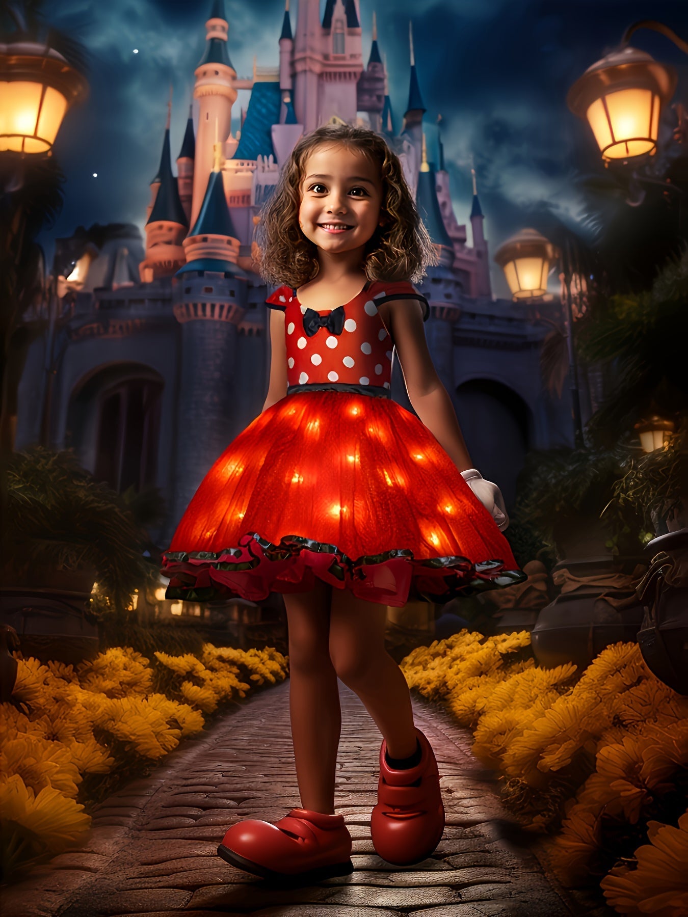 Mädchen Leuchtendes Halloween-Mauskostüm Kleid | Mini