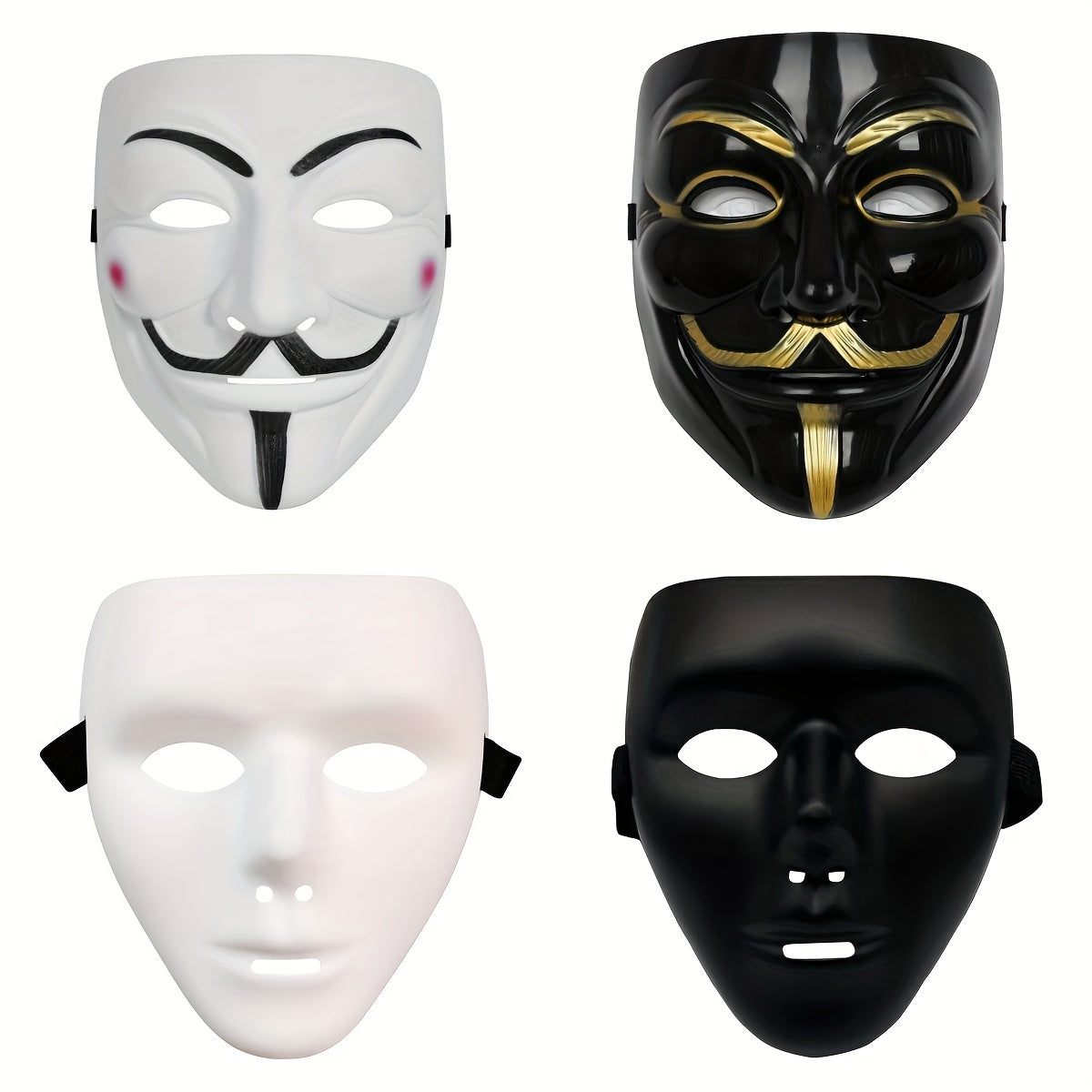 Men’s Full Face Plastic Halloween Mask | Anonymous Cosplay