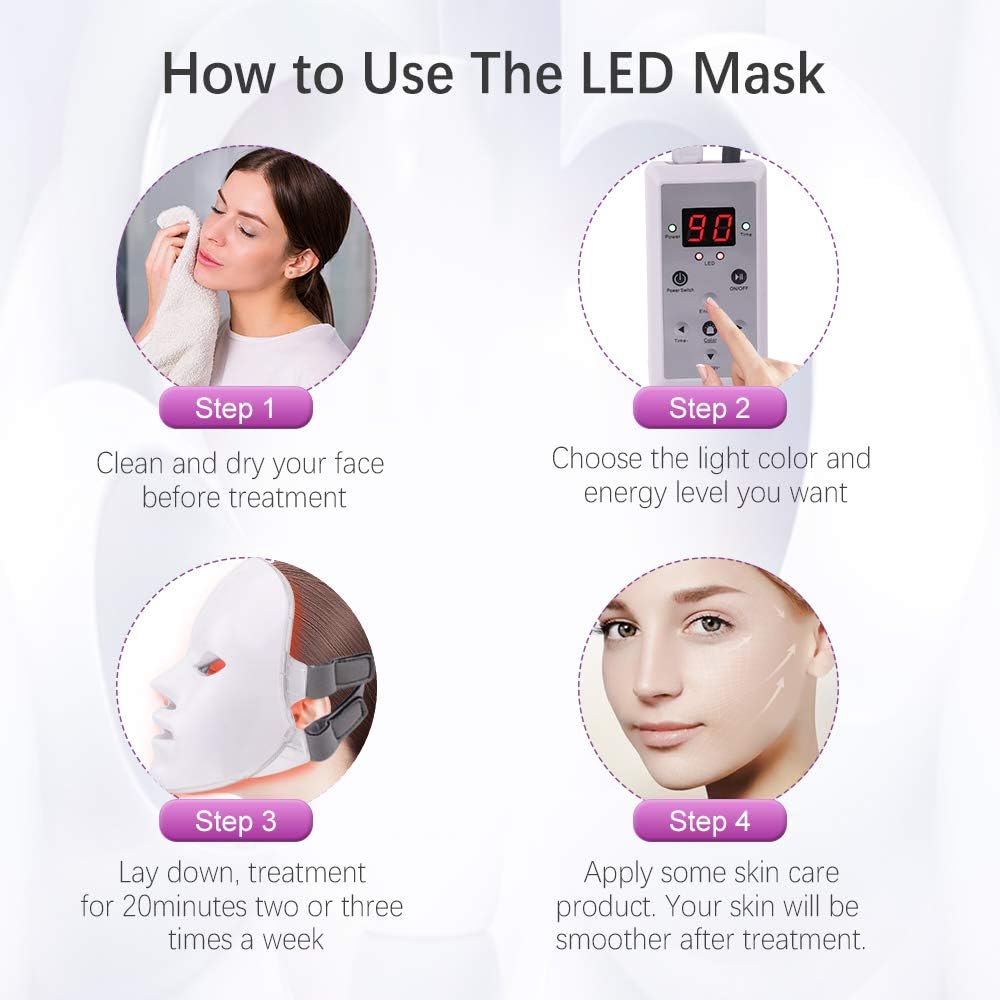 Máscara facial LED con terapia de luz para el cuello