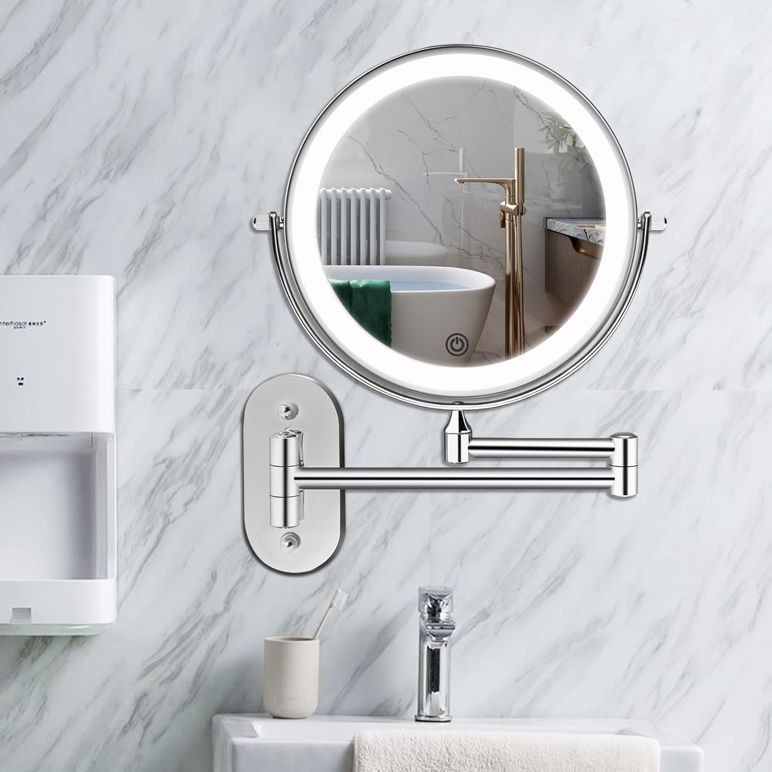 Wall Mirror with LED Light and Magnification