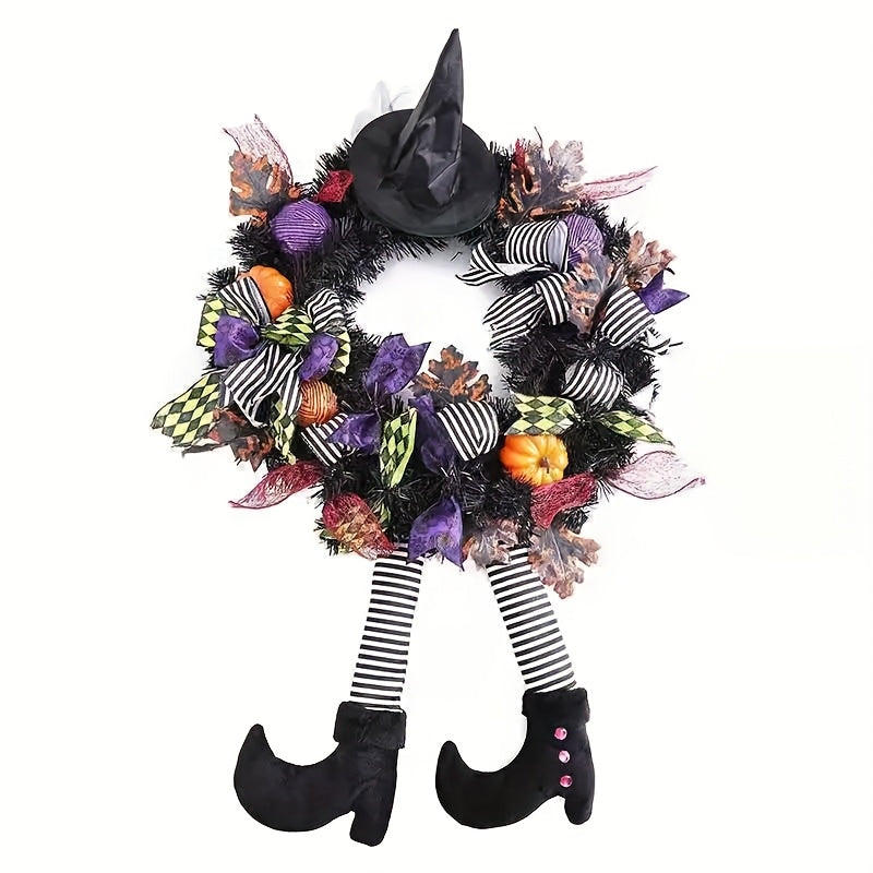 Halloween Whimsical Witch Legs Wreath | Festive Front Door Decor