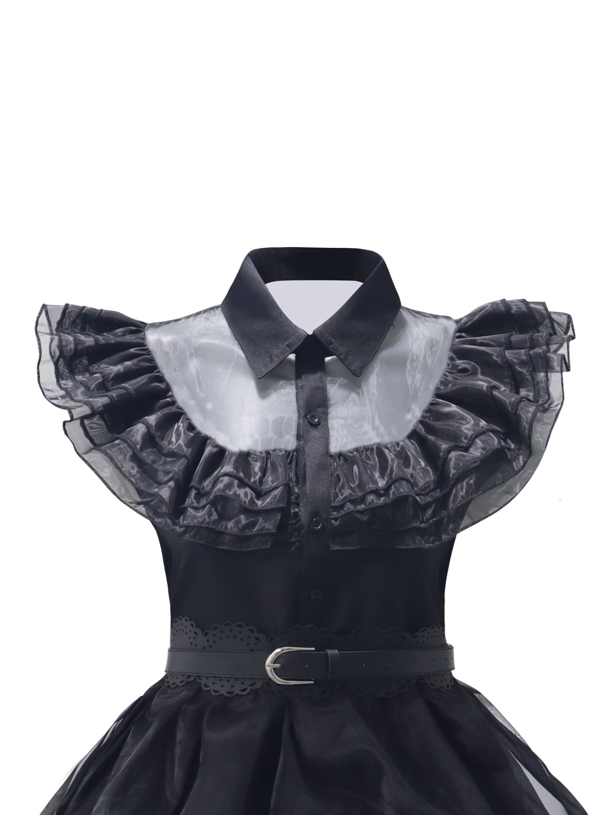 Vestido de disfraz de película de Halloween gótico con volantes para mujer | Conjunto midi en capas