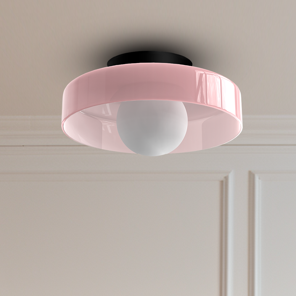 Lampada da soffitto moderna con struttura rotonda in vetro