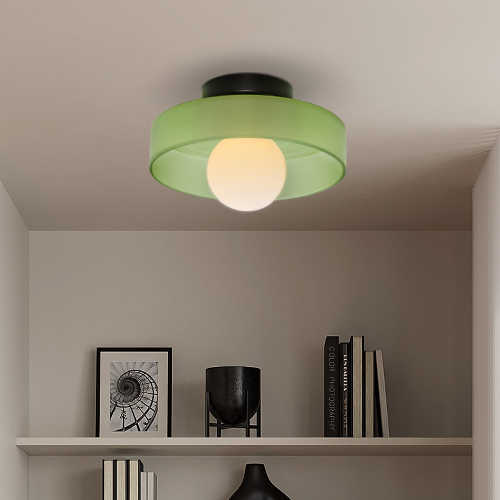 Lampada da soffitto moderna con struttura rotonda in vetro