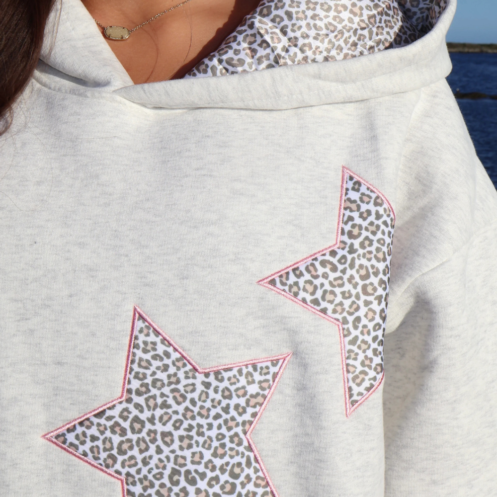 Hoodie Leopard Star Graphic Cotton Blend Fleece Pullover