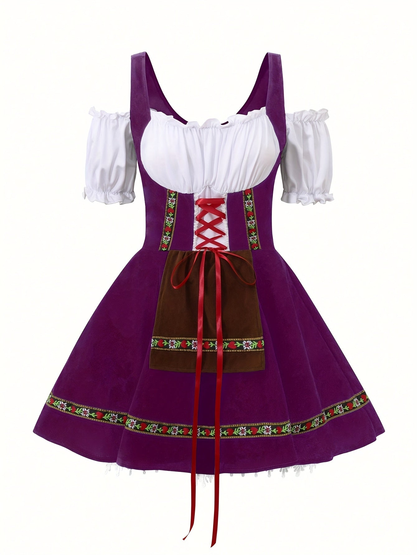 Sukienka damska plus size bawarski kostium na Halloween | Mini z bufkami