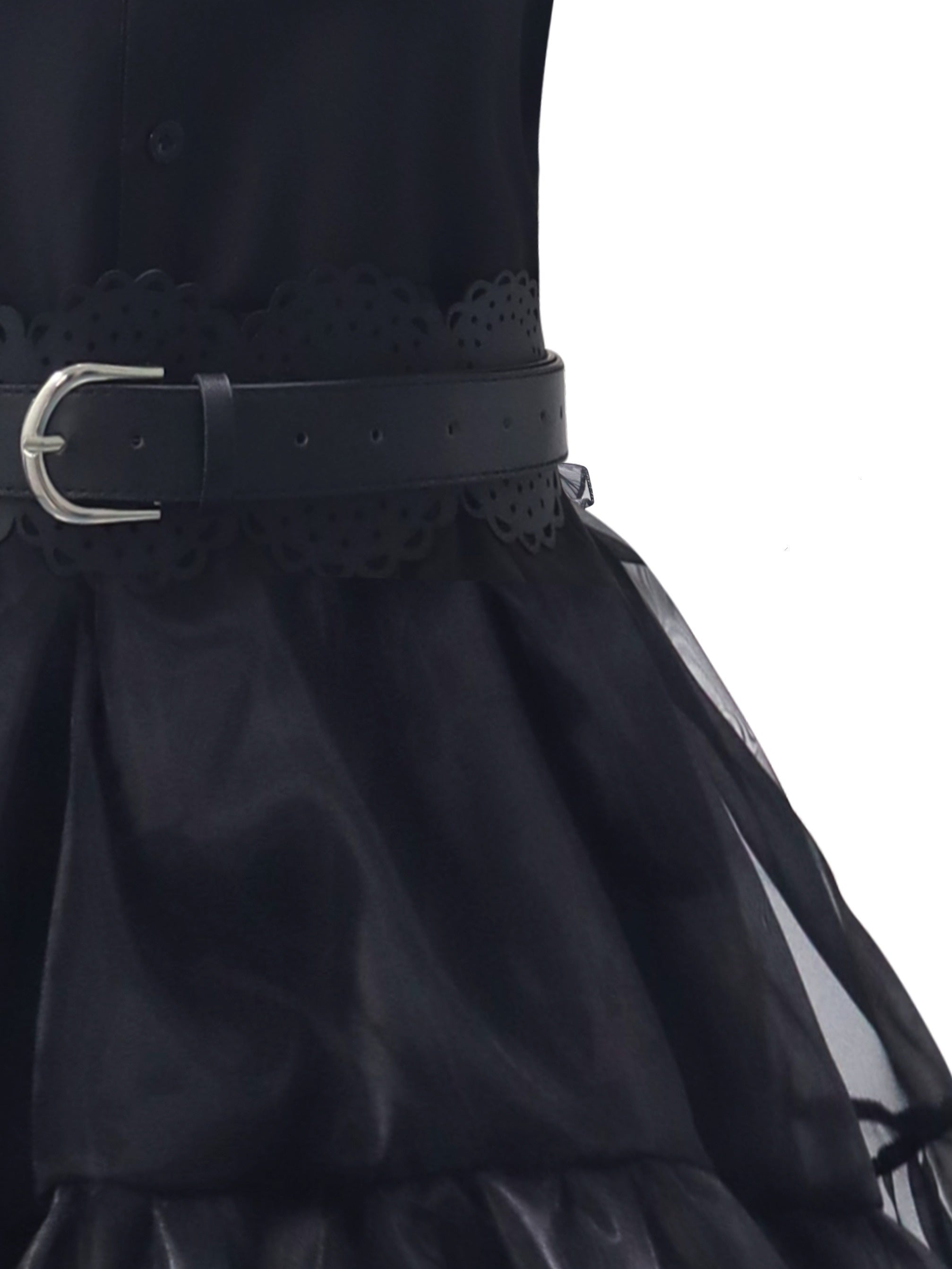 Vestido de disfraz de película de Halloween gótico con volantes para mujer | Conjunto midi en capas