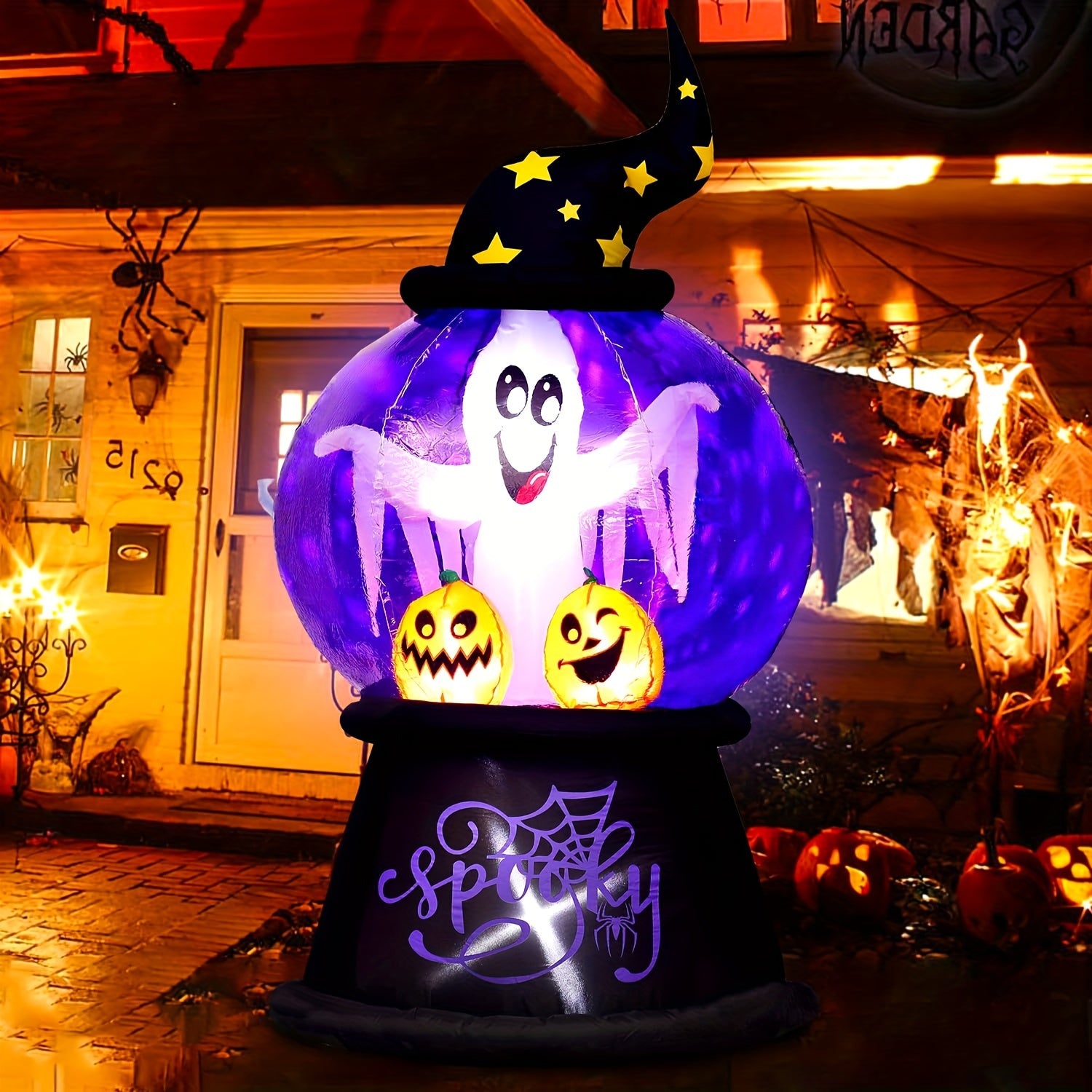 Halloween Leuchtender Aufblasbarer Globus Dekoration | Gruselige Geist LED Anzeige