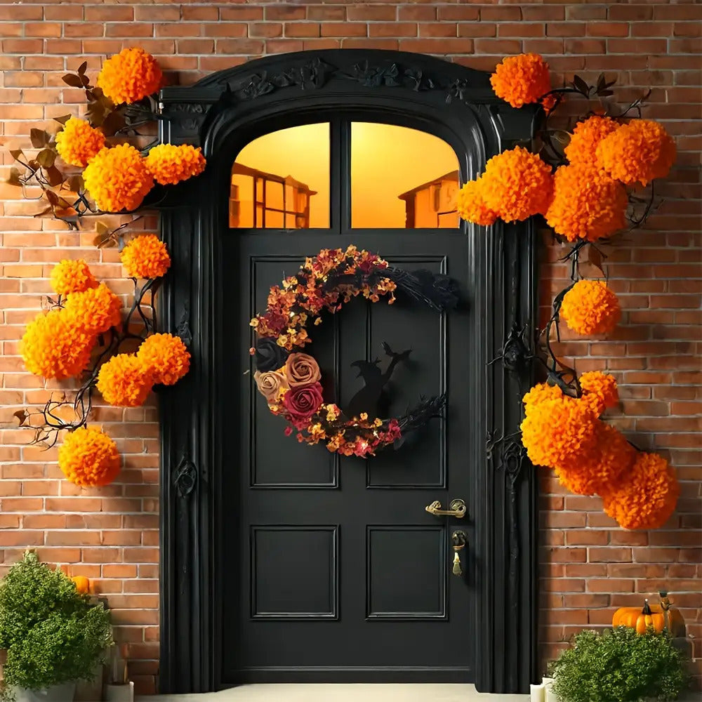 Halloween Rustikaler Hexen Blumenkranz | Sichelmond Türdekoration