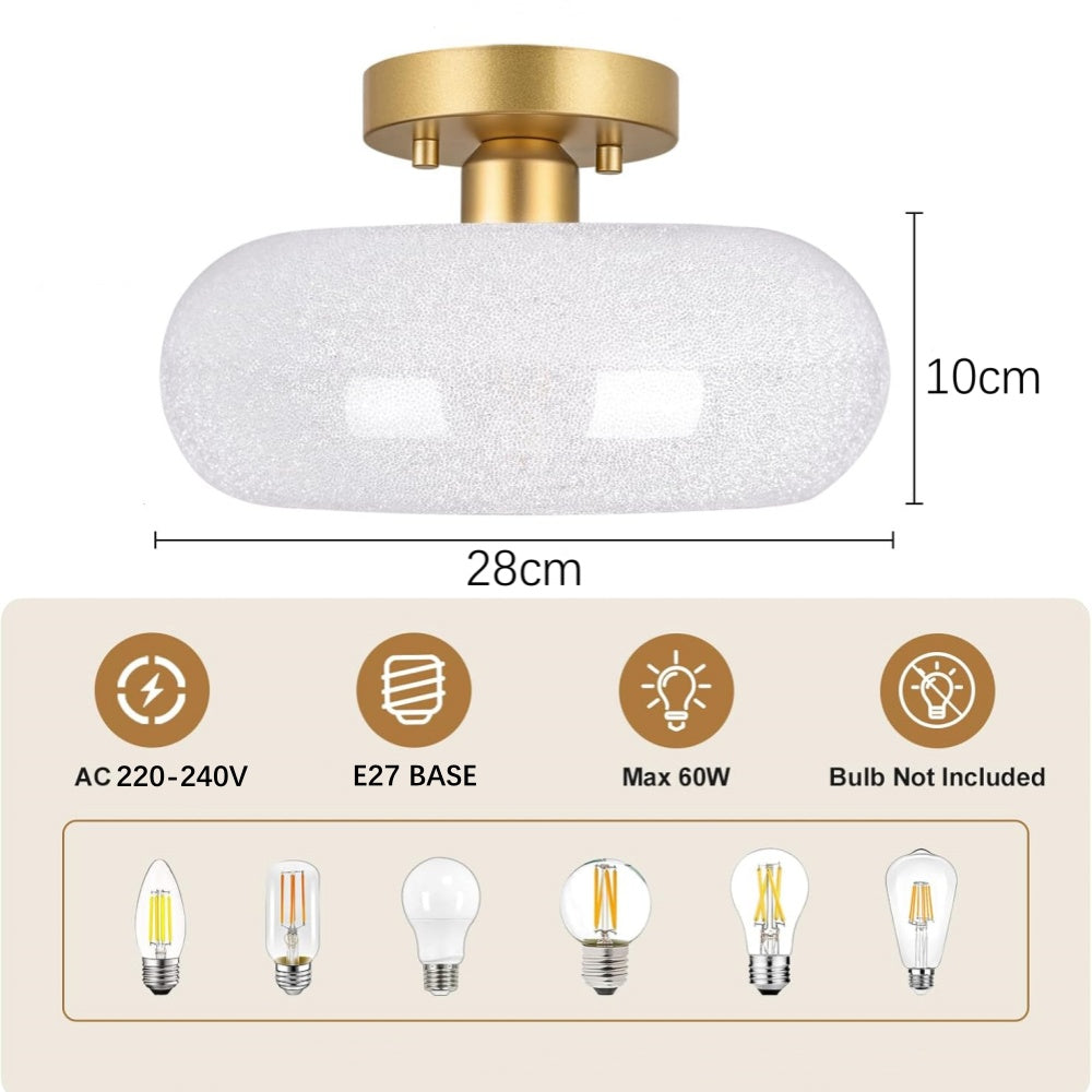 Lampada da soffitto in vetro moderna a plafone semi incassata