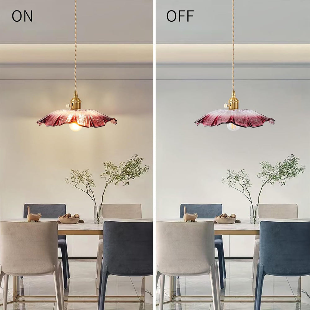 Vintage Floral Glass Pendant Light Fixture for Dining Room - Elegant Retro Design to Illuminate Your Space