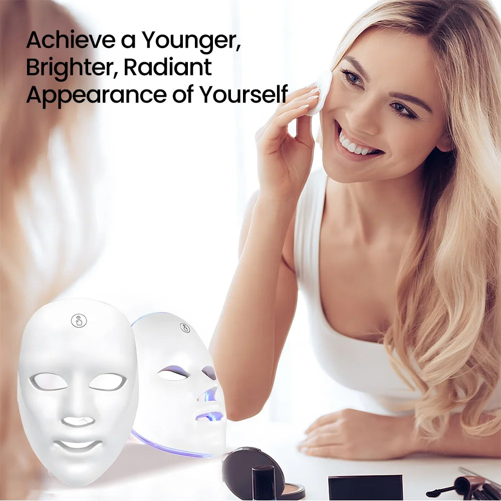 Máscara facial LED con terapia de luz para el cuello