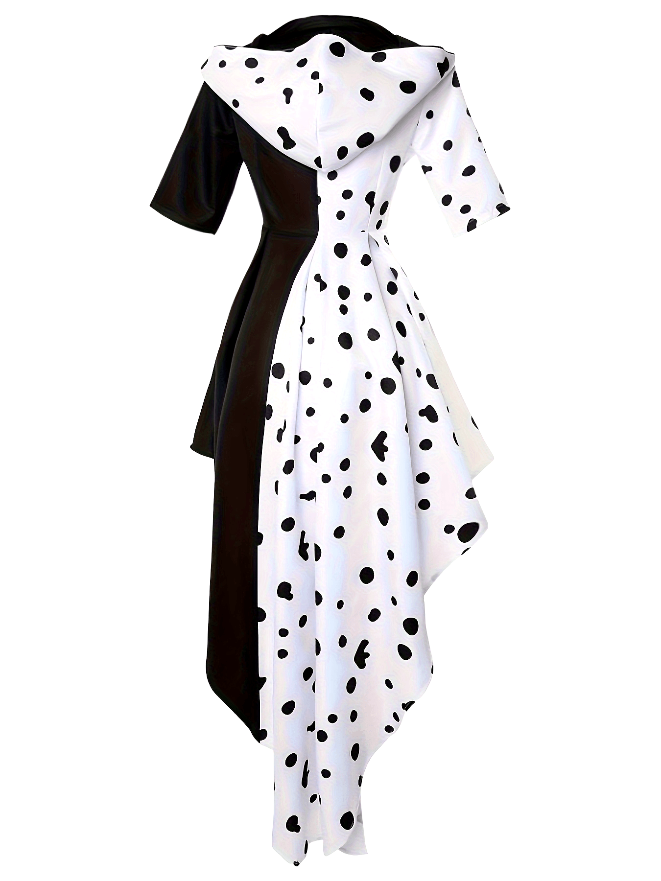 Damen Kapuzen-Dalmatiner Halloween Filmkostüm Kleid | Asymmetrisch Hoch Niedrig